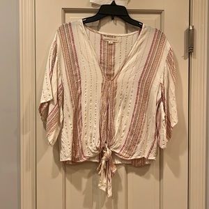 Cream gold and pink top
